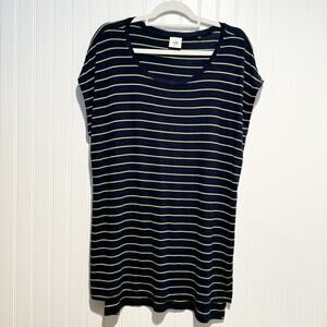 Cabi Ibiza Striped Tunic Tee Blue Green Size Medium
